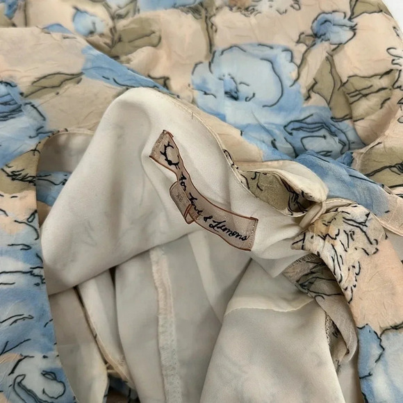 For Love And Lemons Cadence Romper Short Sleeve Floral Flower Cream Blue Size XS - Picture 9 of 10